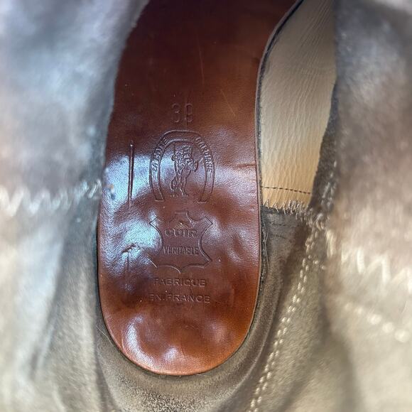 La Botte Gardiane Lisa Suede Western Ankle Short Boots Gray Grey Leather 9 - Picture 4 of 11